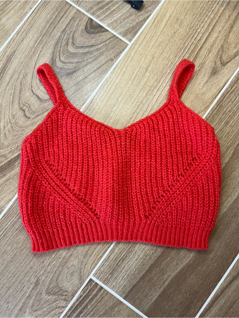 Vibrant Red Knit Cropped Tank - Women